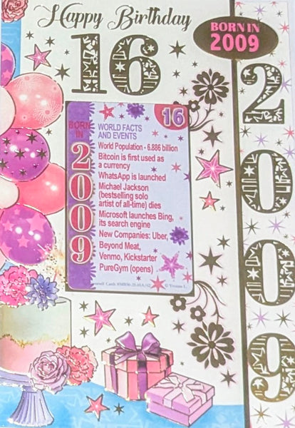 16 Girl Birthday - Born In 2009 Keepsake