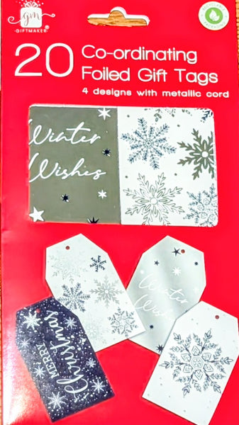 Christmas Tie On Gift Tags - Silver