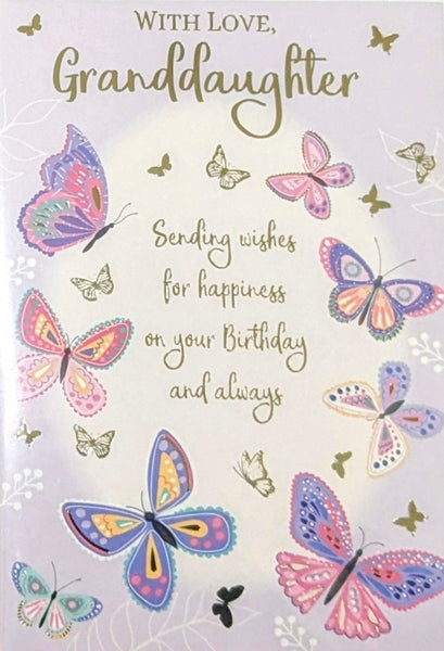 Granddaughter Birthday - Traditional Lilac Butterflies