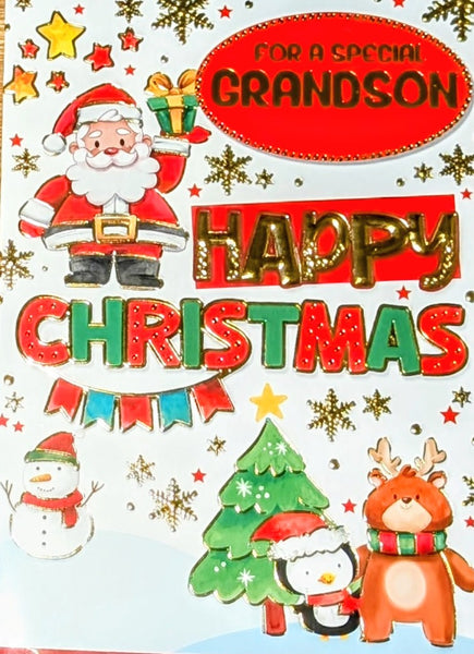 Grandson Christmas - Santa & Penguin