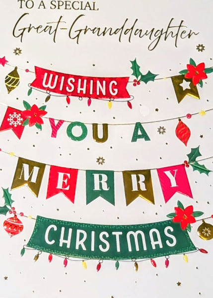 Great Granddaughter Christmas - Traditional Bunting Merry