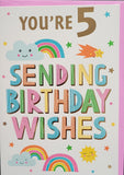 5 Girl Birthday - Rainbow sending