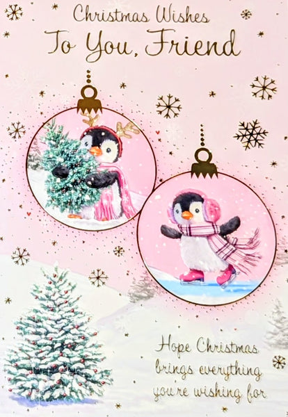 Friend Christmas - Cute Penguin Wishes