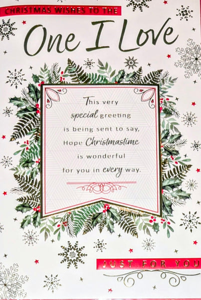 One I love Christmas - Large Traditional Holly & Words