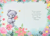 Great Granddaughter Birthday - Cute Grey Bear & Flowers