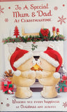 Mum & Dad Christmas - Cute Bears in Fireplace
