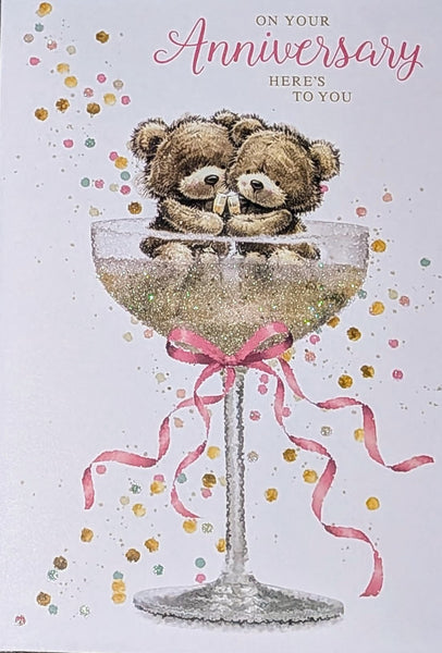 Your Anniversary - Cute Bears In Champagne Glass