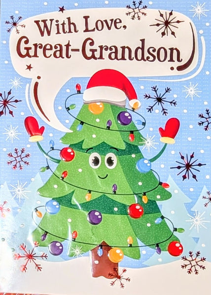 Great Grandson Christmas - Tree In Santa Hat