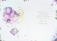 Open Female Birthday - Purple Balloons & Gift