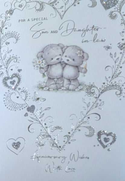 Son & Daughter In Law Anniversary - Cute Silver Heart