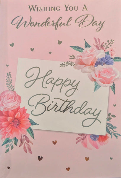 Open Female Birthday - Traditional Flowers Happy Birthday