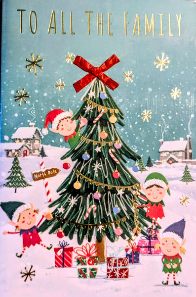 To All The Family Christmas - Cute Elves & Tree