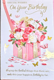 Open Female Birthday - Traditional Pink Box & Flowers