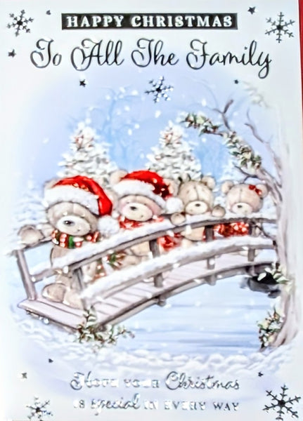 To All The Family Christmas - Cute Bears On Bridge