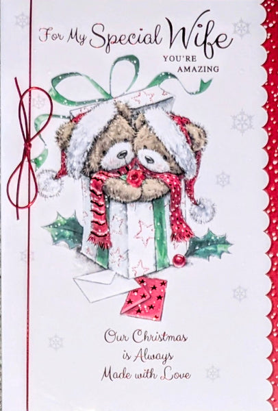 Wife Christmas - Cute Bear In Gift Box