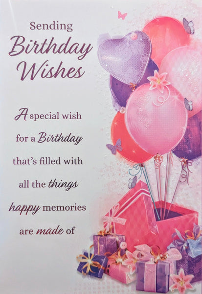 Open Female Birthday - Traditional Boxes & Balloons Wishes