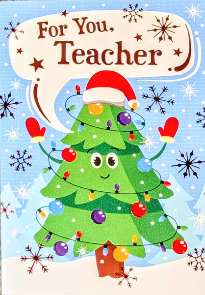 Teacher Christmas - Tree In Santa Hat