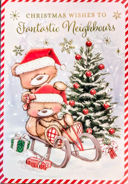 Neighbours Christmas - Cute Bears With Tree & Sledge