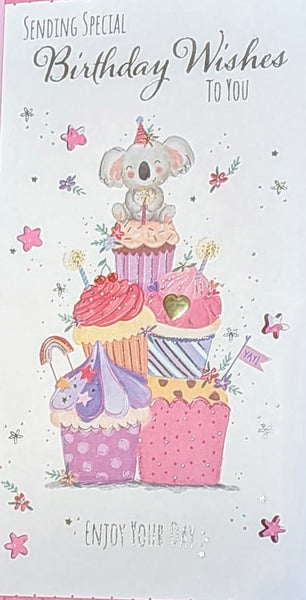 Open Female Birthday - Slim Cute Koala & Cakes