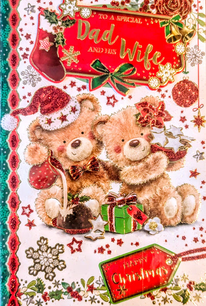 Dad & Wife Christmas - Cute Bears With Gifts