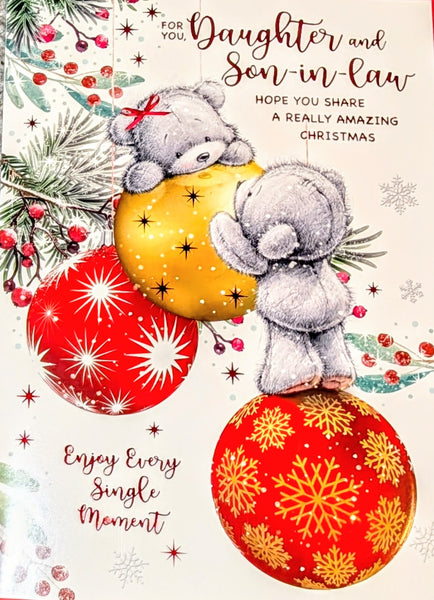 Daughter & Son In Law Christmas -  Large Cute Bears & Baubles