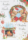 Auntie & Uncle Christmas - Cute Wreath & Fireplace