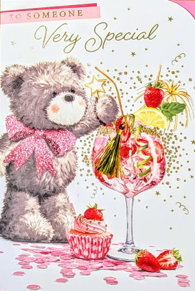 Someone Special Birthday - Cute Bear With Cocktail