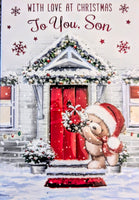Son Christmas - Cute Bear At Door
