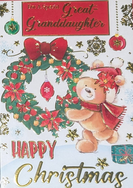 Great Granddaughter Christmas - Cute Wreath On Left