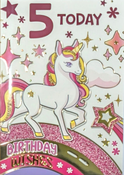 5 Girl Birthday - Unicorn Wishes