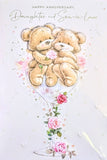 Daughter & Son In Law Anniversary - Cute Bears In Champagne Glass