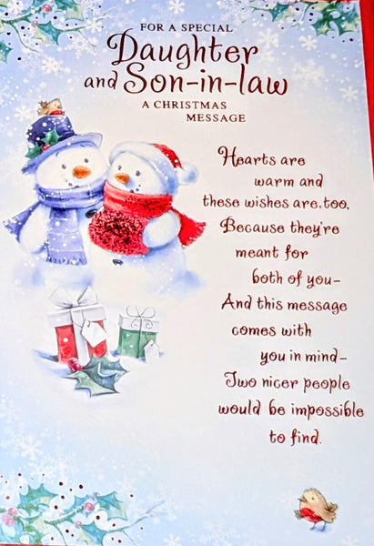 Daughter & Son In Law Christmas - Cute Snowman Words