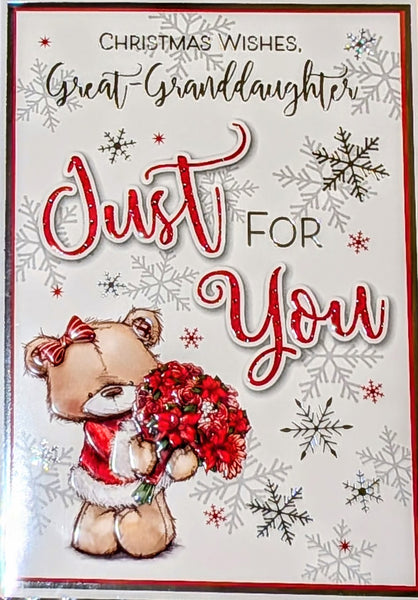 Great Granddaughter Christmas - Cute Bear With Bouquet