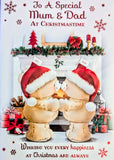 Mum & Dad Christmas - Cute Bears & Fireplace