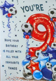 9 Boy Birthday - Red Football Balloons