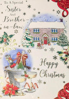 Sister & Brother In Law Christmas- Traditional House & Champagne
