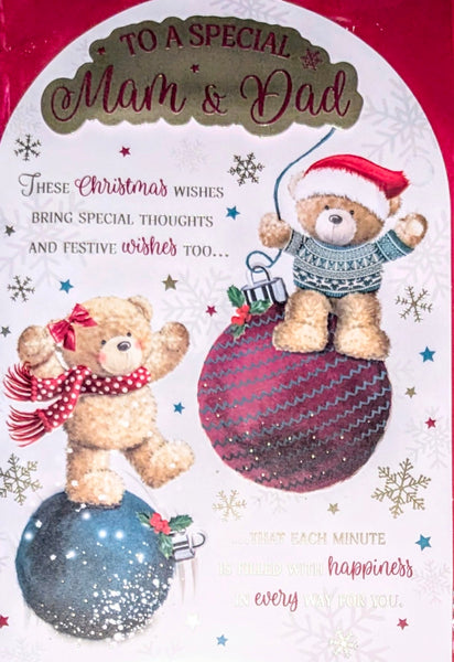 Mam & Dad Christmas - Cute Platinum Baubles