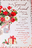 Friend Christmas - Traditional Flowers Words