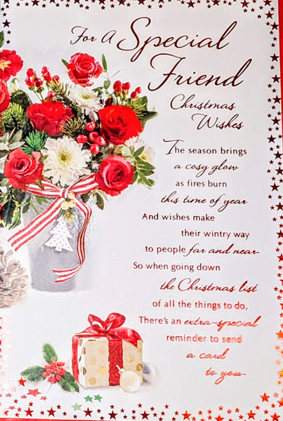 Friend Christmas - Traditional Flowers Words