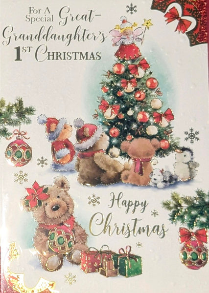 Great Granddaughter 1st Christmas - Cute Bears & Tree