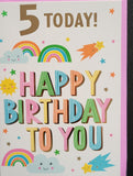 5 Girl Birthday - Rainbow happy