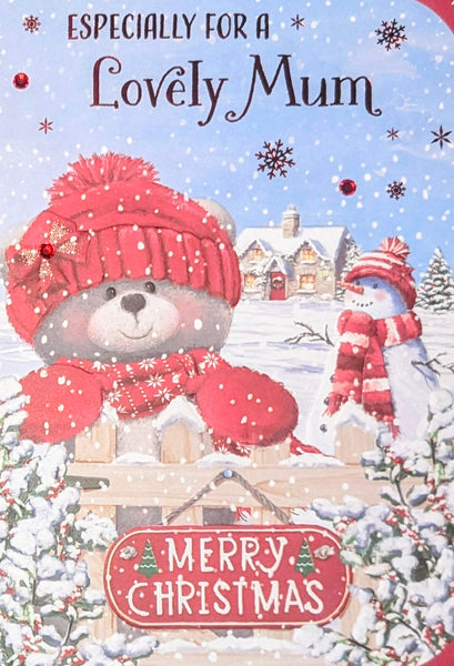 Mum Christmas - Large Cute Bear & Snowman