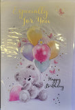 Open Female Birthday - Cute Bear Holding balloons