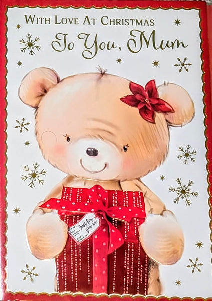 Mum Christmas - Cute Bear With Gift Box