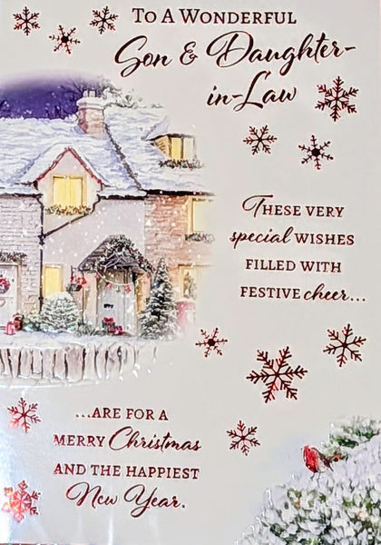 Son & Daughter In Law Christmas - Traditional House & Robin Wonderful
