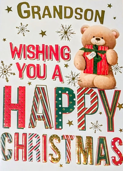 Grandson Christmas - Cute Bear Happy
