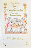 Son & Daughter In Law Anniversary - Cute Bears On Swing