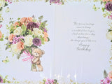 Mum Birthday - Cute Bear With Bouquet