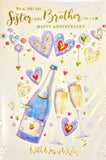 Sister & Brother In Law Anniversary - Traditional Champagne & Hearts