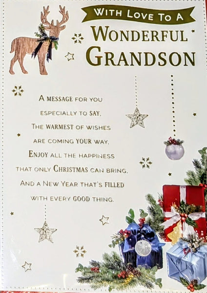 Grandson Christmas - Traditional Deer & Gifts